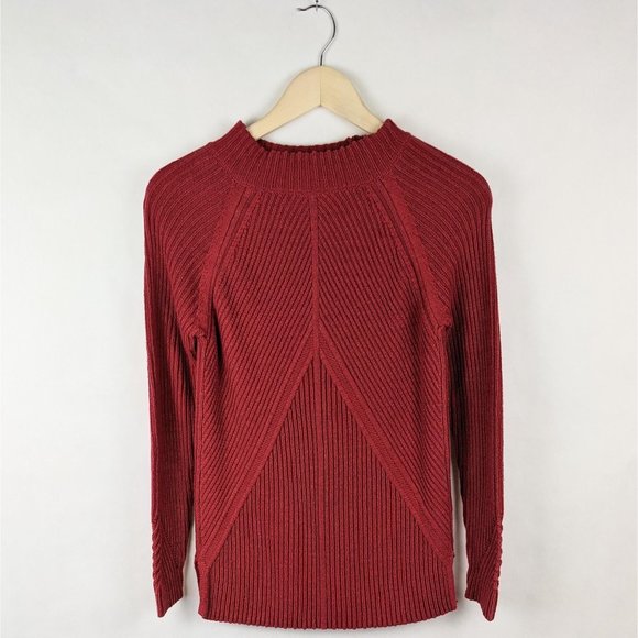 AJ Andrea Jovine Red Chevron Mock Neck Sweater S - Picture 3 of 5